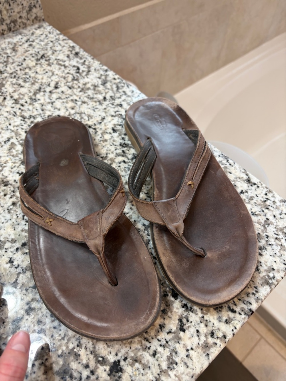 Chaco Brown Leather Women's Flip Sandals - Picture 2 of 3